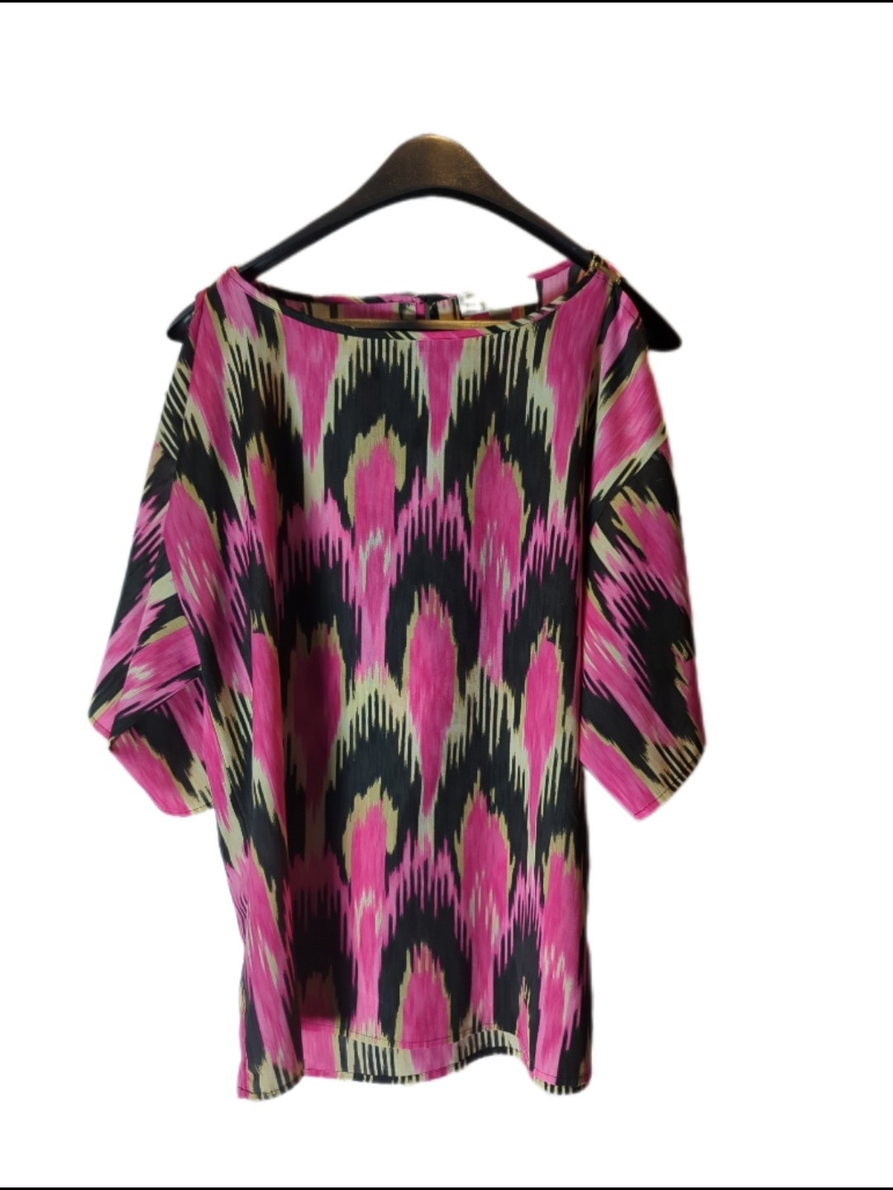 Women’s Pink & Black Patterned Short-Sleeve Top